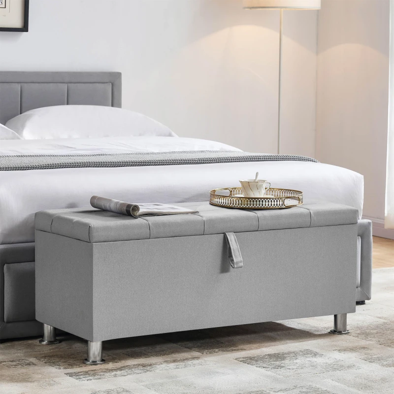 Image of Lassic Vida Designs Valencia Storage Ottoman UKFR Light Grey Line unisex One Size