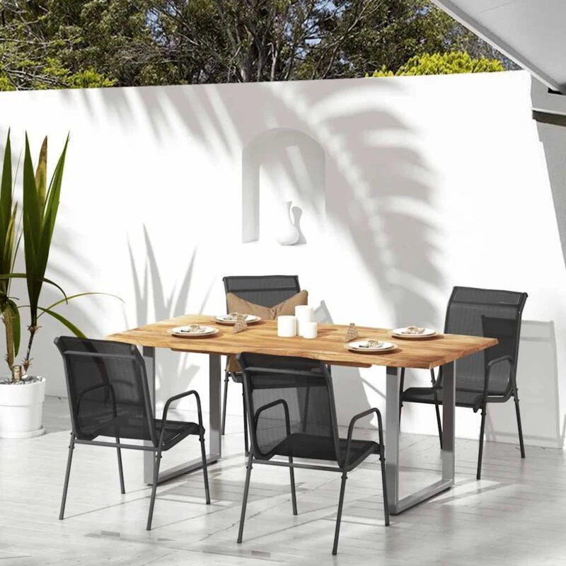 Image of VIDAXL Garden Chairs 4 pcs Steel and Textilene Black Vidaxl 8720286647257