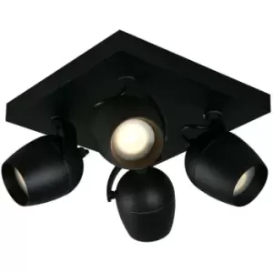 Image of Lucide PRESTON - Ceiling Spotlight Bathroom - 4xGU10 - IP44 - Black