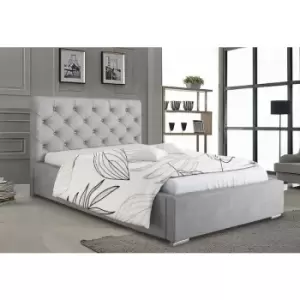 Image of Hillary Upholstered Beds - Plush Velvet, Single Size Frame, Silver - Silver