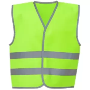 Image of Childrens/Kids Hi-Vis Two Band Waistcoat (l) (Lime Green) - Lime Green - Yoko