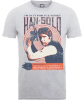 Image of Star Wars Han Solo Retro Poster T-Shirt - Grey - L
