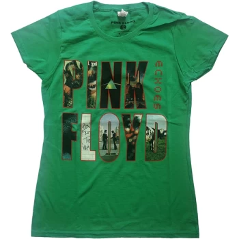 Image of Pink Floyd - Echoes Album Montage Womens Large T-Shirt - Green