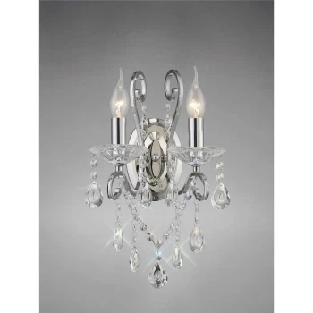 image of Vela wall light with switch 2 lights polished chrome / crystal