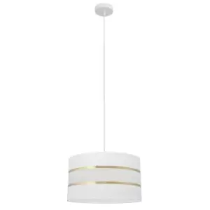 Image of Helen Cylindrical Pendant Ceiling Light White, Gold 35cm