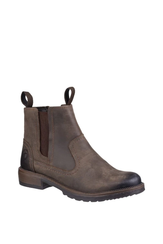 Image of Cotswold Womens Laverton Slip On Leather Chelsea Ankle Boots UK Size 3 (EU 36) BROWN COT588-BROWN-3