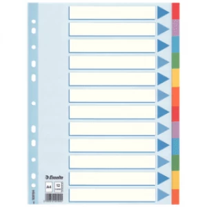 image of Esselte 100194 A4 Cardboard Dividers with 12 Tabs (11 holes)