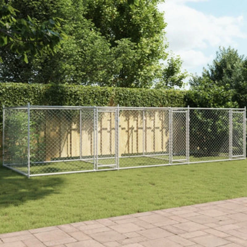 Image of VIDAXL Dog Cage with Doors Grey 6x2x1.5 m Galvanised Steel Vidaxl 3209574