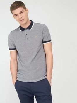 Image of Farah Basel Pique Polo Shirt - True Navy