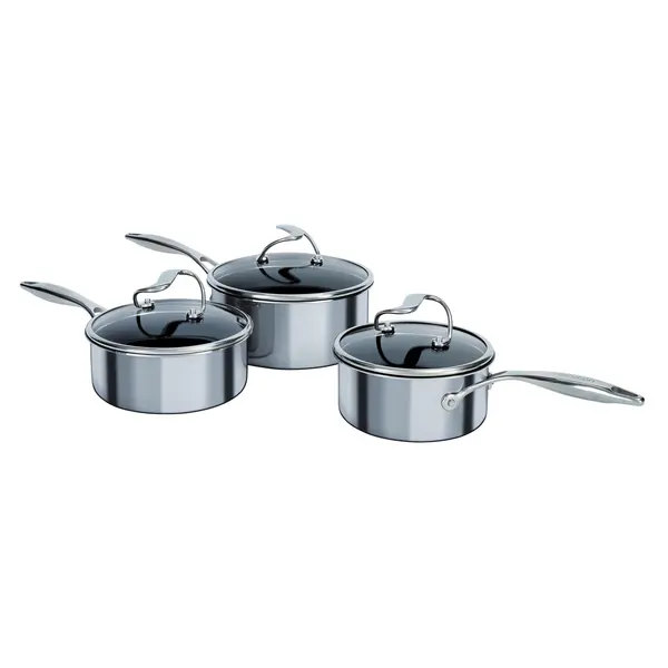 image of Circulon C Series 3 Piece Saucepan Set Silver