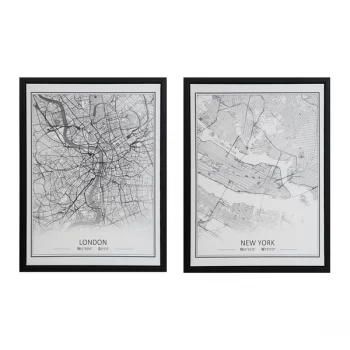 Image of Framed Canvas Print - London & New York (One Random Supplied)