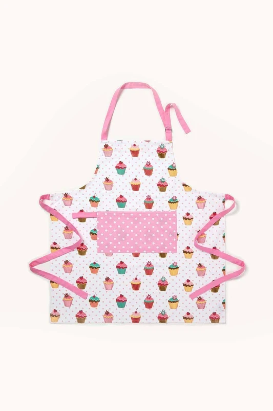 Image of Homescapes Pink Cupcake Cotton Apron Pink