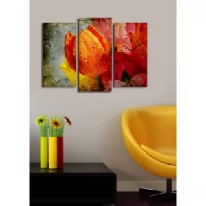 Image of 3PATCS-22 Multicolor Decorative Canvas Wall Clock (3 Pieces)