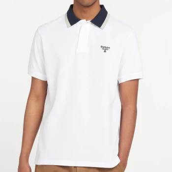 Barbour Beacon Mens Tipped Polo Shirt - White - L