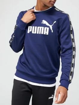 Puma Tape Poly Crew Sweatshirt - Navy , Black Size M Men