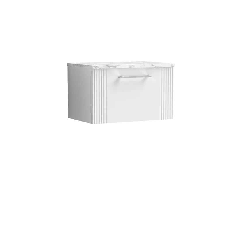 Image of Balterley 1 Drawer Wall Hung Vanity Marble Laminate Worktop White 600mm White