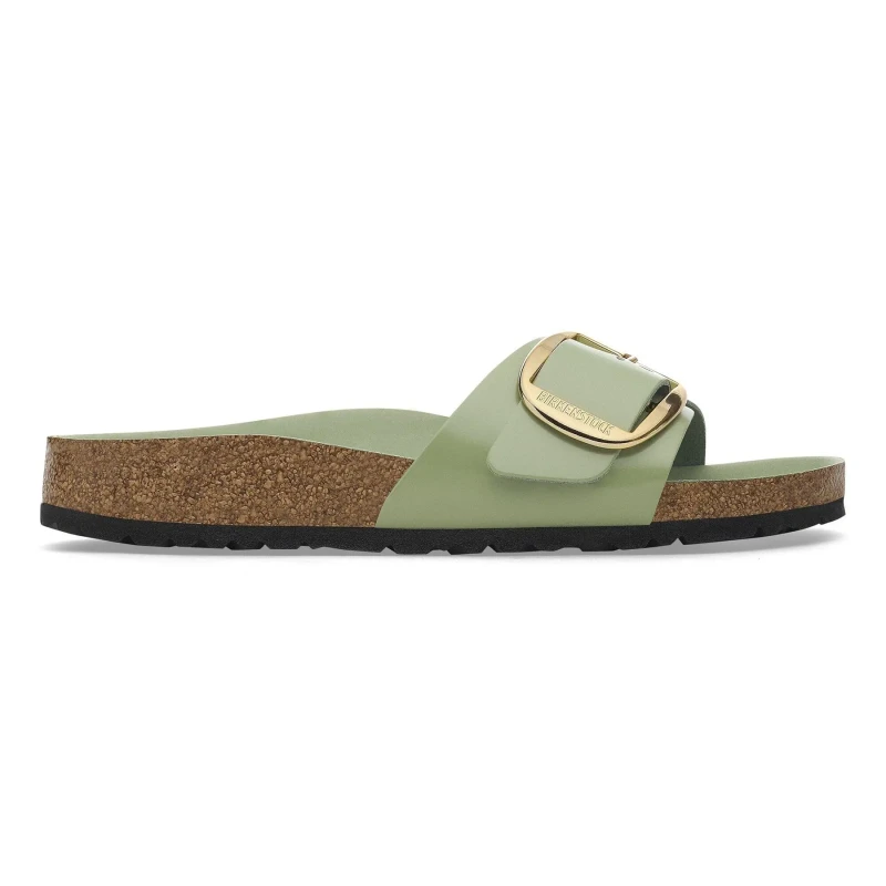 Image of Birkenstock Womens sandals Birkenstock Madrid Big Buckle Natural Leather Patent Vert Female 36
