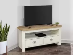 image of Birlea Highgate Cream and Oak Effect Corner TV Unit Flat Packed