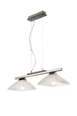 Ela Bar Pendant Ceiling Light With Glass Shade, Wenge, 2x E27