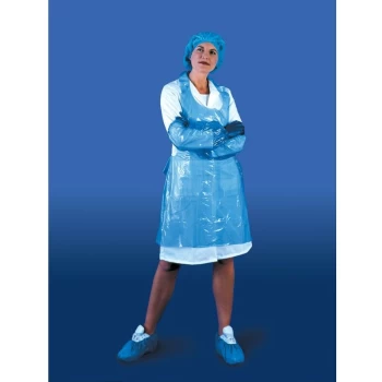 Image of White Disposable Polythene Apron, Pack of 100 - PAL