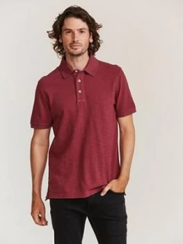 Image of FatFace Ely Pique Polo Shirt - Burgundy , Burgundy, Size XL, Men