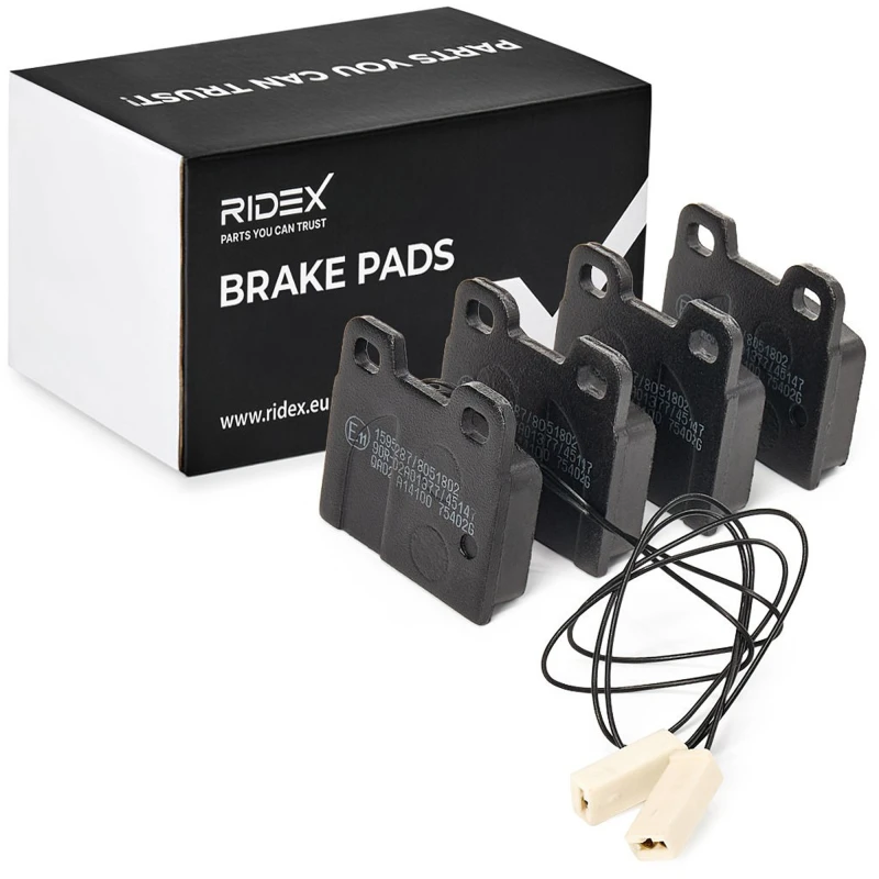 Image of RIDEX 402B0717 Brake pad set Rear Axle, with integrated wear warning contact Brake Pad Set,disc brake (402)