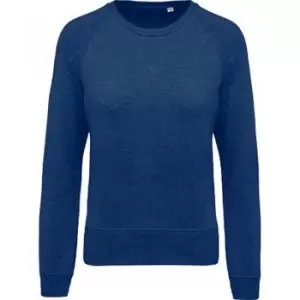 image of Kariban Womens/Ladies Organic Raglan Sweatshirt (L) (Ocean Blue Heather)