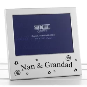 image of Satin Silver Occasion Frame Nan & Grandad 5x3