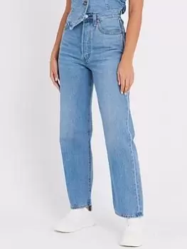 Image of Levis Ribcage Straight Leg Ankle Jeans - Light Indigo, Blue, Size 31, Inside Leg 29, Women