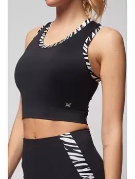 Image of TLC Sport Performance Tlc Sport Zebra Trim T-back Crop Top - Black, Size 3XL, Women