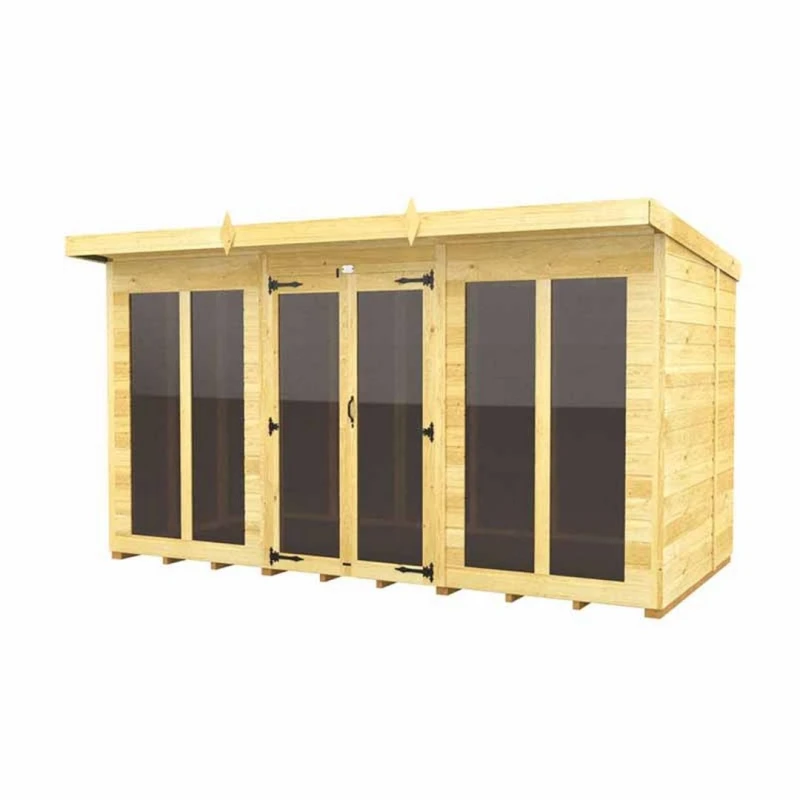 Image of Buttercup Farm 12x5 ft Pent Summer House (Full Height Window) - L147 x W358 x H201cm in Brown Brown Unisex