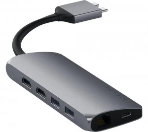 image of SATECHI Dual Multimedia 6-port USB Type-C Hub - Space Grey