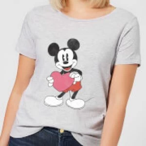 Image of Disney Mickey Mouse Heart Gift Womens T-Shirt - Grey - 3XL