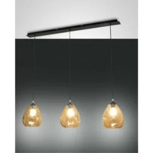 Image of Fabas Luce Gisella Straight Bar Pendant Ceiling Light Amber Glass, E27