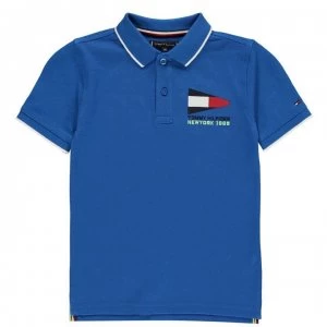 Tommy Hilfiger Tommy Flag Badge Polo Shirt - Blue C5D