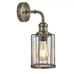 image of Searchlight Lighting - Searchlight Pipes - 1 Light Wall Light Antique Brass, Glass Shade, E27