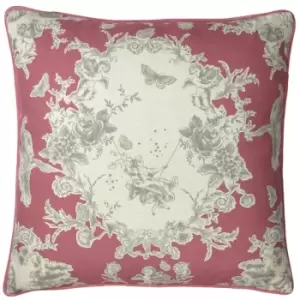 image of Paoletti Burford Floral Cushion Cover (One Size) (Berry/White) - Berry/White