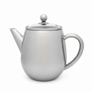 image of Bredemeijer Teapot Double Wall Duet Design Eva 1.1L Satin Steel Finish