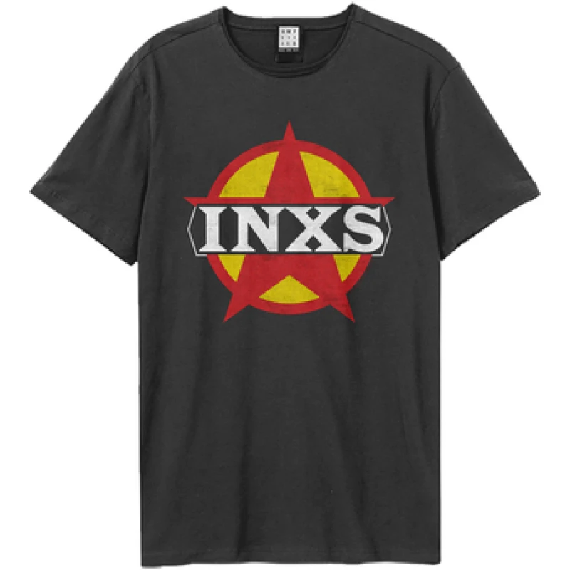 Image of Amplified Amplified Men Circle Logo INXS T-Shirt in Charcoal Size: X-Small Charcoal XS Male 5063703944762