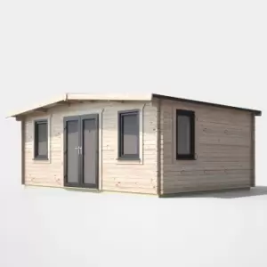 image of Power 14' x 18' Chalet Log Cabin - Centre Double Door