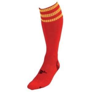 Image of PT 3 Stripe Pro Football Socks Mens Red/Yellow