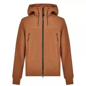 Image of CP COMPANY Softshell Goggle Hooded Jacket - Brown