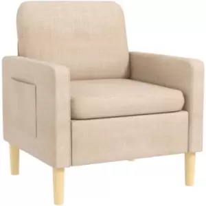 image of Modern Armchair Upholstered Accent Chair for Bedroom Home Office Beige - Beige - Homcom