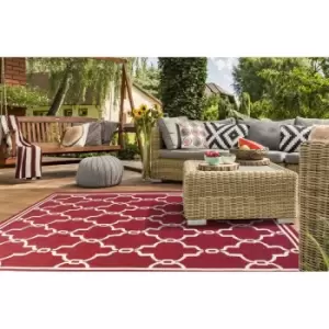 Image of Terrace Spanish Tile Flatweave Outdoor Indoor Bordeaux Rug in 120 x 170cm (4'x5'6'')