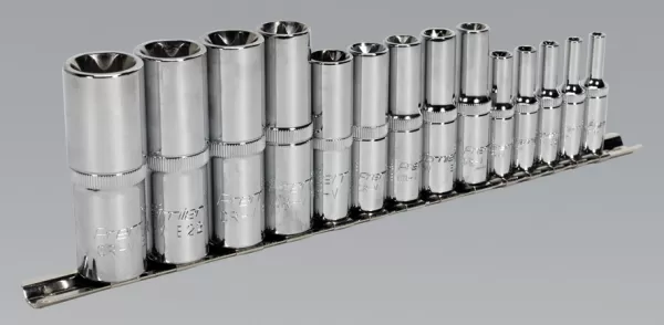 image of Sealey AK6114 TRX-Star Socket Set 14pc Deep 1/4, 3/8 & 1/2Sq Drive E4-E24