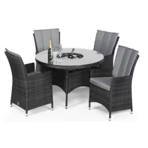 image of Maze Rattan LA Round Rattan Dining Set With Ice Bucket 4 Seat