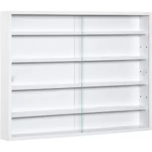 image of 5-Tier Wall Display Shelf Unit Cabinet w/ Shelves Glass Doors White - Homcom