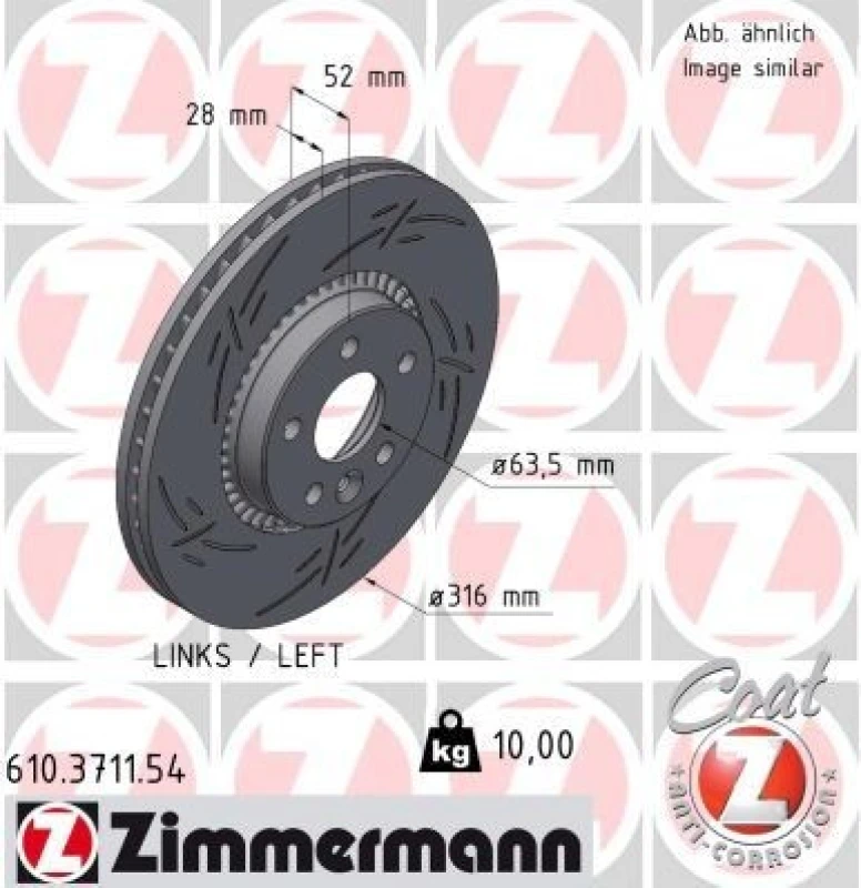 Image of ZIMMERMANN Brake disc ZIMMERMANN 610.3711.54