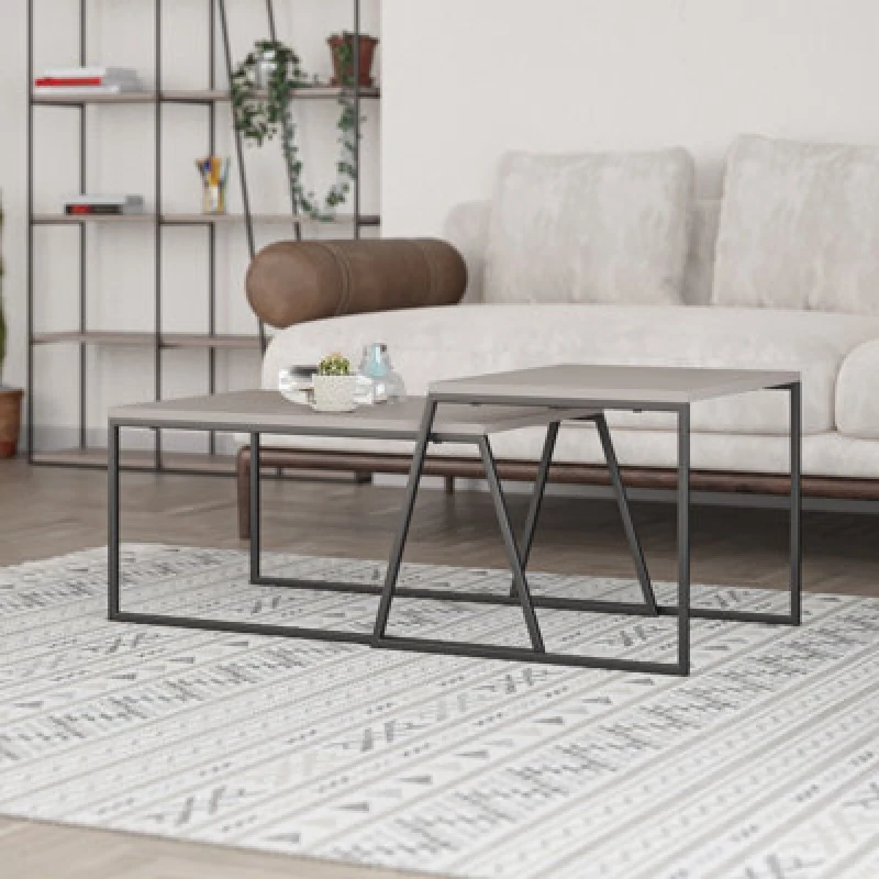 Image of Decortie Pal Modern Coffee Table 88Cm Multipurpose Open Shelf Mocha Grey Living Room H 38Cm