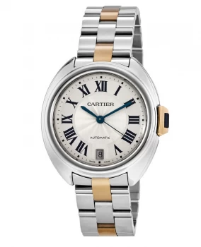 image of Cartier Cle de Cartier 35mm Rose Gold & Steel Automatic Womens Watch W2CL0003 W2CL0003